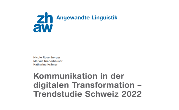 Seit 2018 wird das als Trendstudie angelegte Forschungsprojekt „Kommunikation in der digitalen Transformation“ alle zwei Jahre von einem Forschungsteam der ZHAW am IAM Institut für Angewandte Medienwissenschaften durchgeführt.