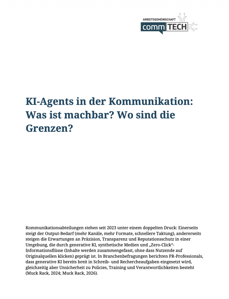 Impulspapier: KI-Agents in der Kommunikation – Was ist machbar? Wo sind die Grenzen?