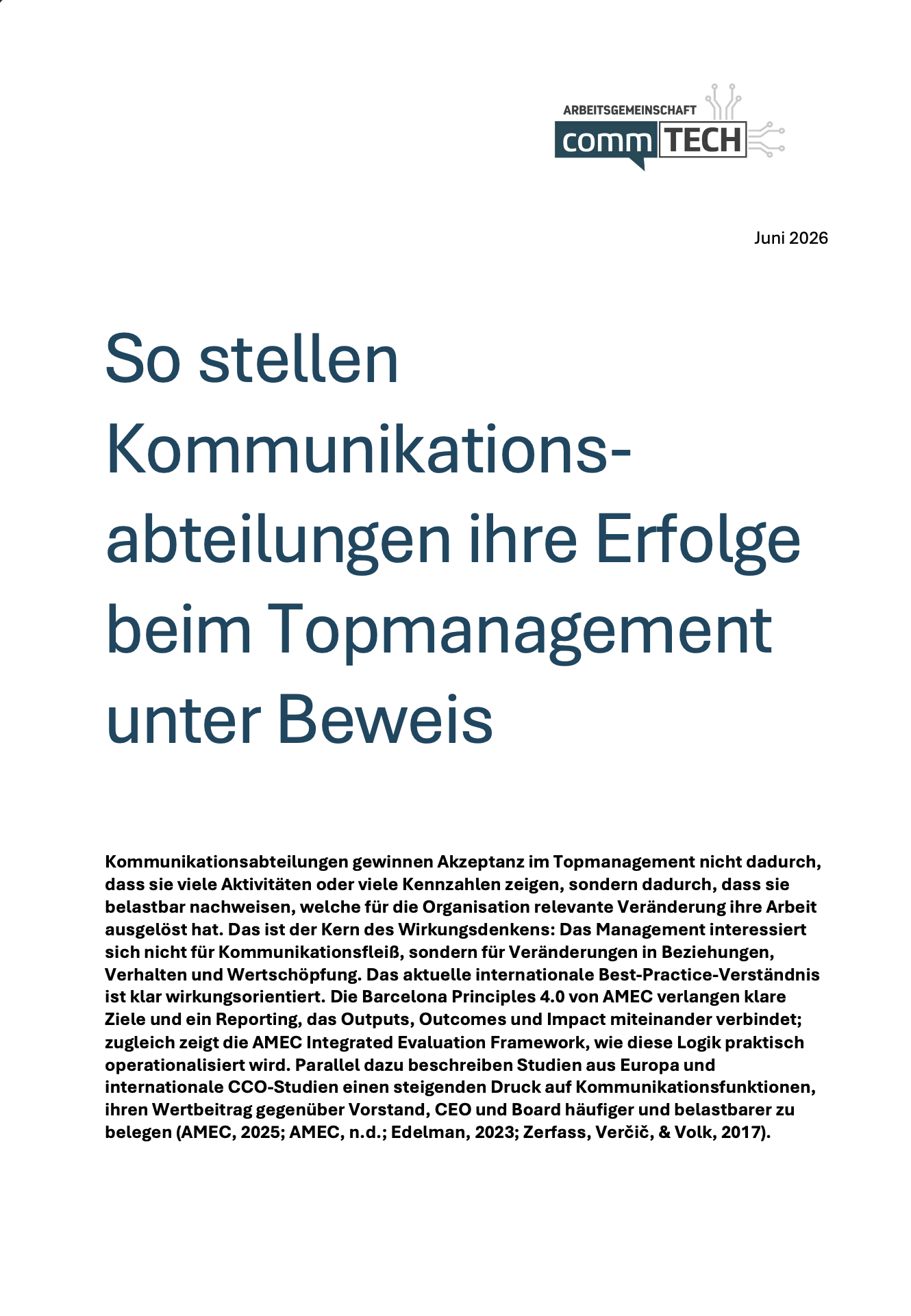 Impulspapier: So stellen Kommunikationsabteilungen ihre Erfolge beim Topmanagement unter Beweis