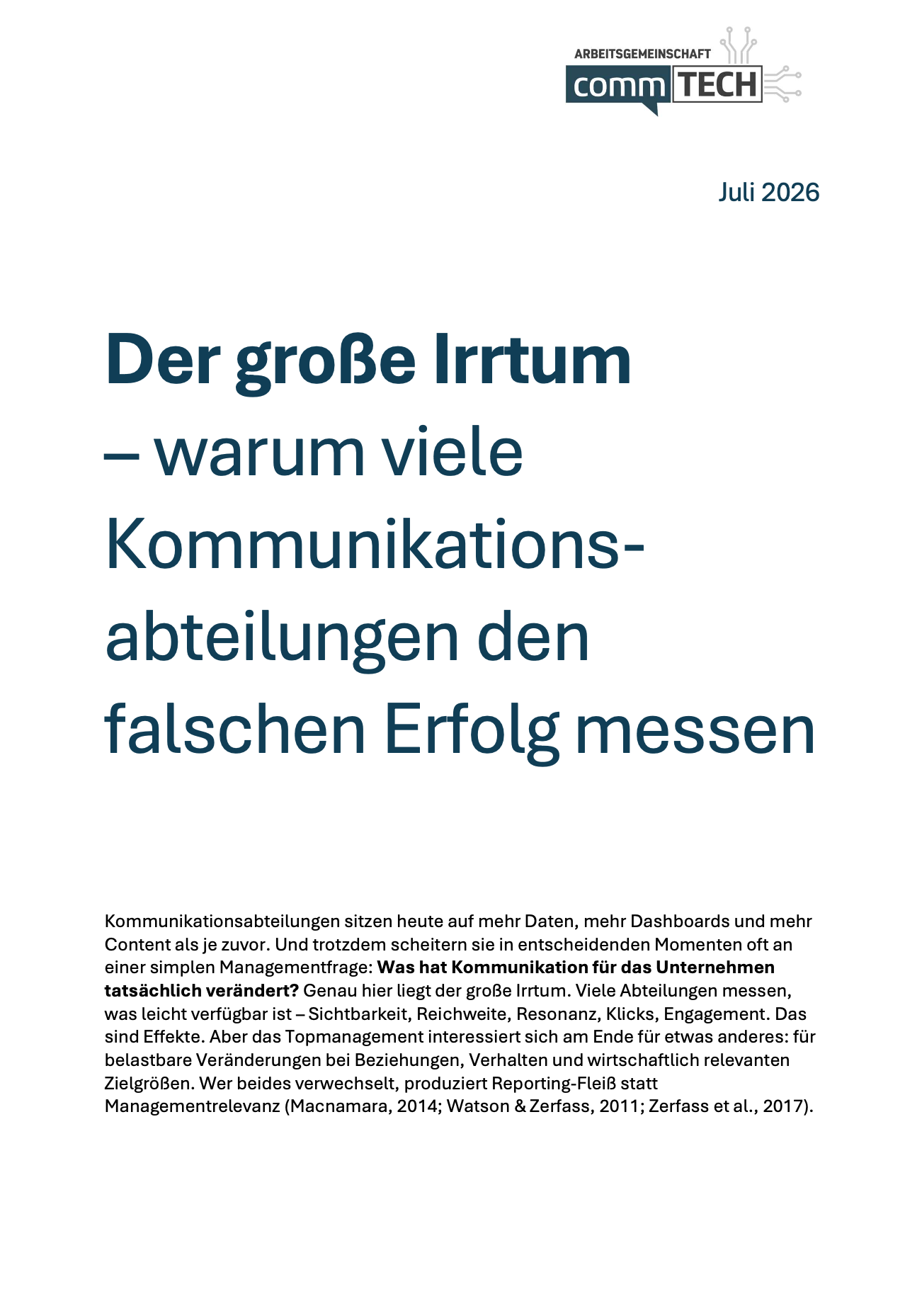 Impulspapier: Der große Irrtum – warum viele Kommunikationsabteilungen den falschen Erfolg messen