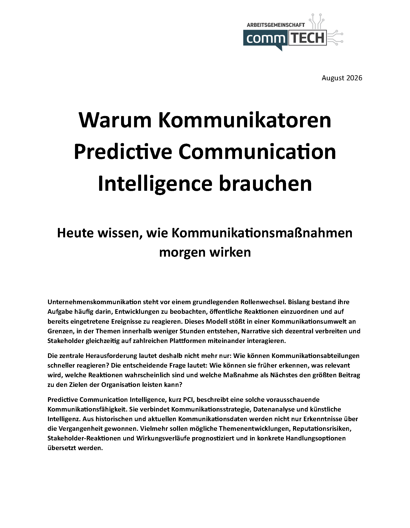 Impulspapier: Warum Kommunikatoren Predictive Communication Intelligence brauchen